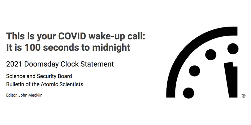 This is your COVID wake-up call: It is 100 seconds to midnight